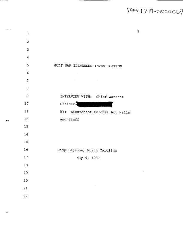 Interview of 1st Marine Division NBC NCO, May 9, 1997, p. 7