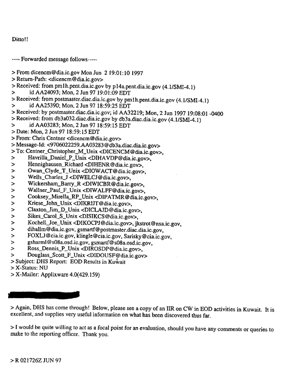 Defense Intelligence Agency, Intelligence Information Report 7-717-0082-97, 