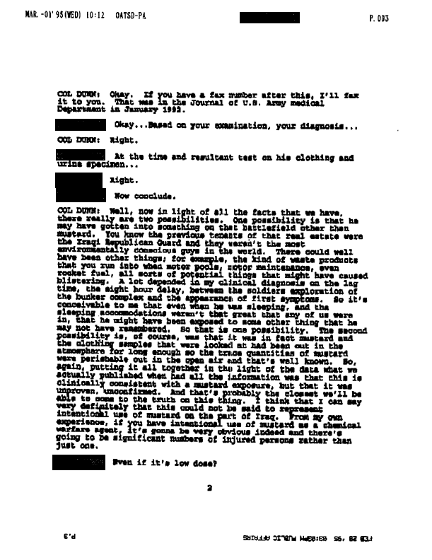 Interview of Colonel Dunn for 