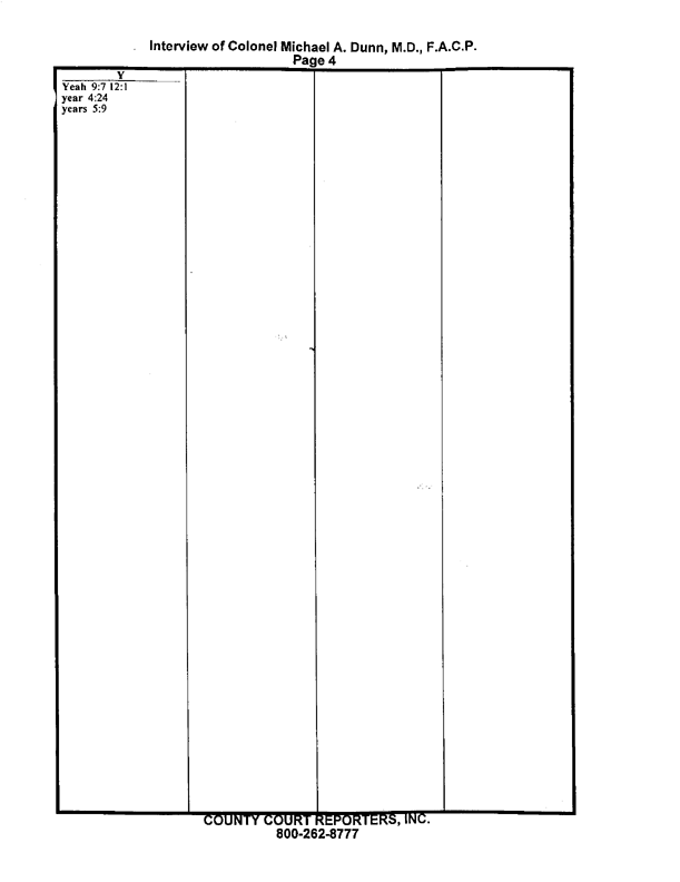 Special Assistant for Gulf War Illnesses, Interview of Colonel Michael A. Dunn, M.D., July 13, 1999
