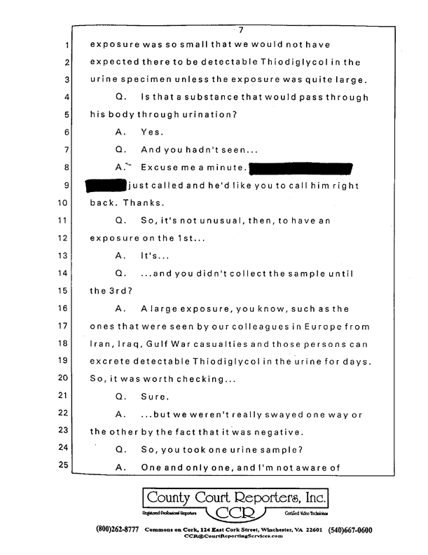 Special Assistant for Gulf War Illnesses, Interview of Colonel Michael A. Dunn, M.D., July 13, 1999