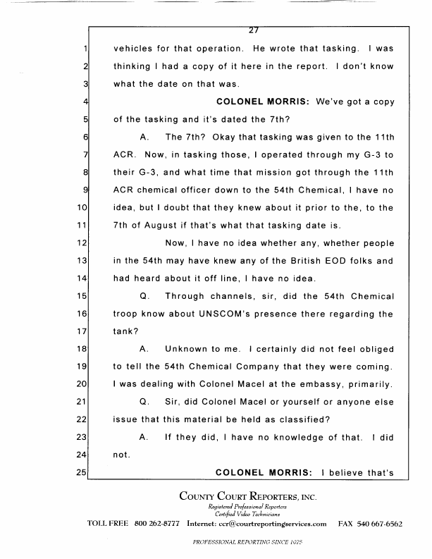 Interview with Lieutenant Colonel Don W. Killgore, October 15, 1997