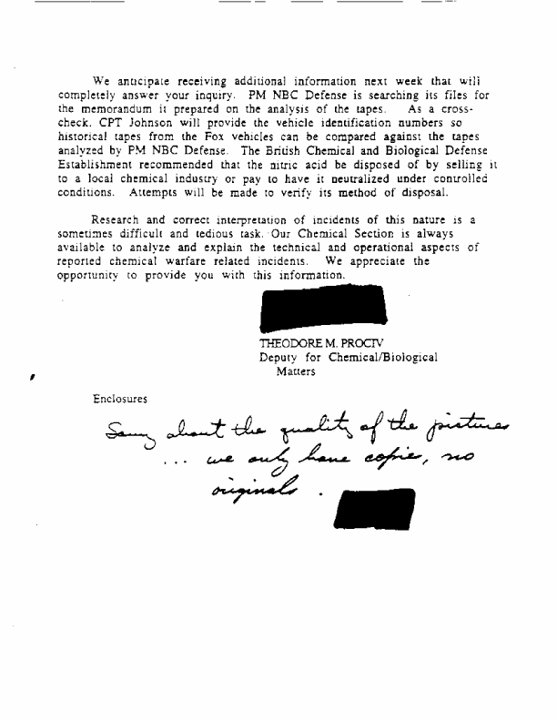 Letter from Assistant Secretary of Defense for Chemical/Biological Matters, No Subject, undated