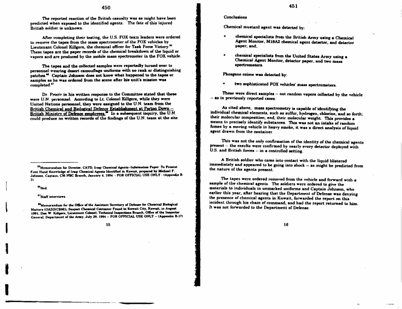 US Senate, 103d Congress, 2d Session, Committee Staff Report (No. 3), Committee on Banking, Housing and Urban Affairs, �
US Chemical and Biological Warfare � Related Dual Use Exports to Iraq and Their Possible Impact on the Health Consequences of the Persian Gulf War,� October 7, 1994