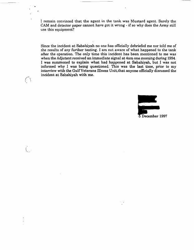 UK Ministry of Defence,  Deposition of injured British soldier, December 5, 1997