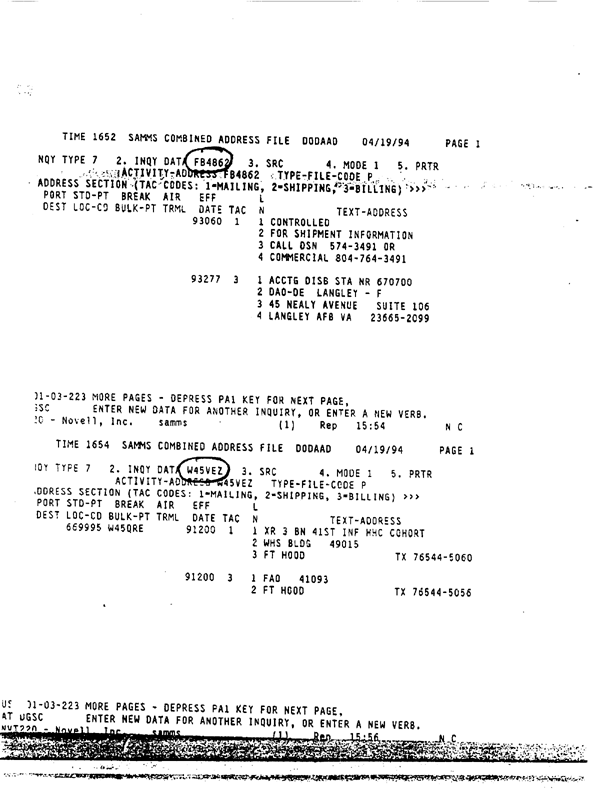   Defense Logistics Agency, �ODS Pesticide Data Call,� Defense General Supply Center, November 1993.