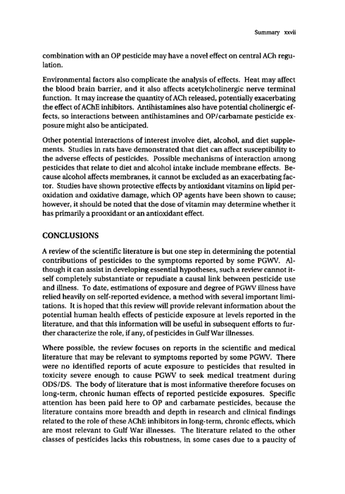 Cecchine, G., BA Golomb, LH Hilborne, DM Spektor, and C.R. Anthony, A Review of the Scientific Literature as it Pertains to Gulf War Illnesses: Pesticides, RAND, Volume 8: June 2000.