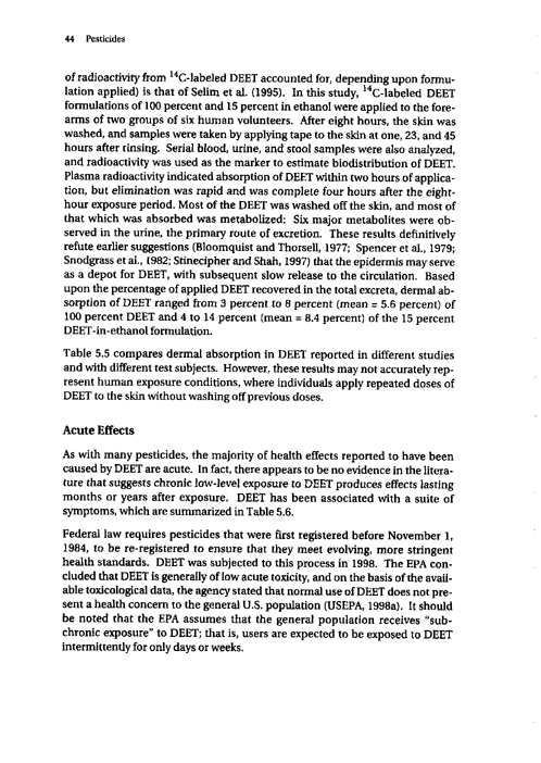 Cecchine, G., et al., �A Review of the Scientific Literature as it Pertains to Gulf War Illnesses: Pesticides,� vol. 8, RAND, 2000, p. 39-51.