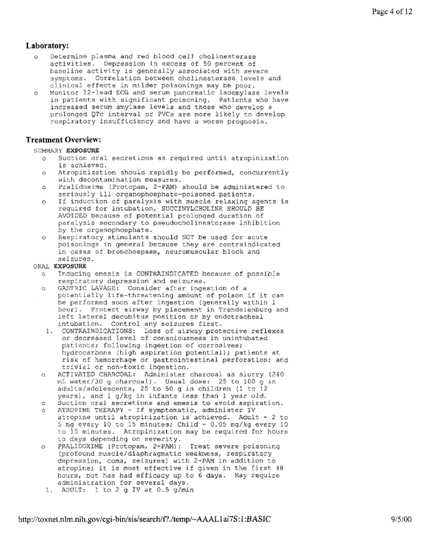 National Library of Medicine/National Institutes of Health (September 24, 2002), TOXNET Summary of Diazinon (CASRN 333�41�5), p. 4.