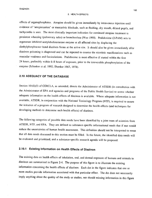 Agency for Toxic Substances and Disease Registry, Toxicological Profile for Diazinon-Upate, US DHHS, Public Health Service, Atlanta, GA., August 1996, p. 76.