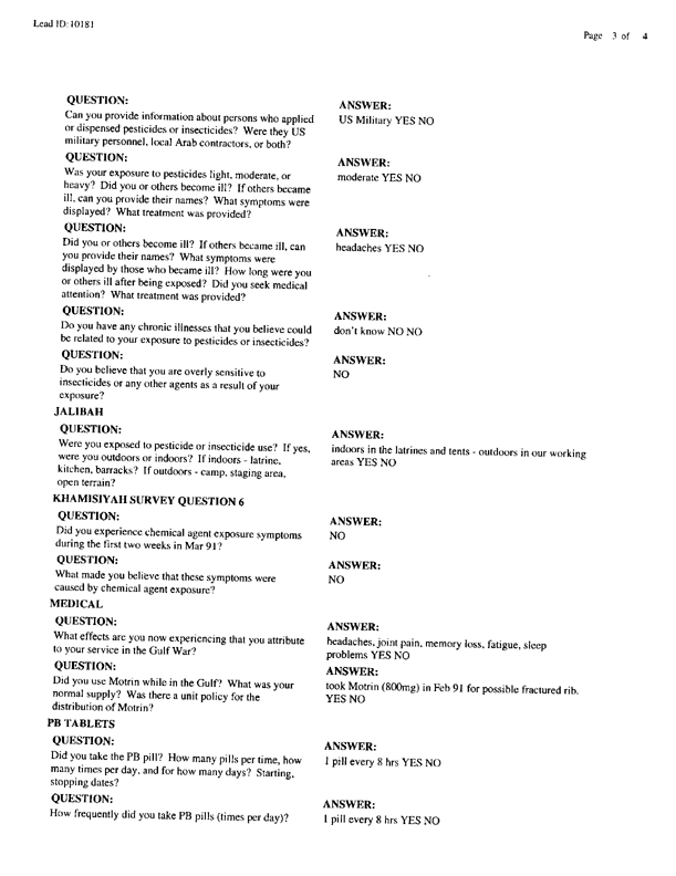 Lead Sheet #10181, Interview with 1015th Adjutant General (Postal) Company soldier, December 18, 1997;