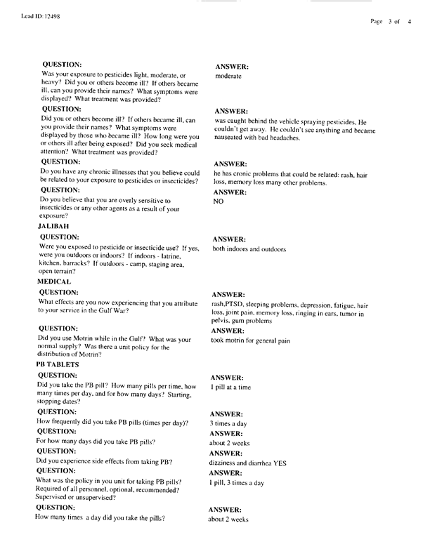   Lead Sheet #12498, Interview with 185th Transportation Co. purchasing agent, August 4, 1997.