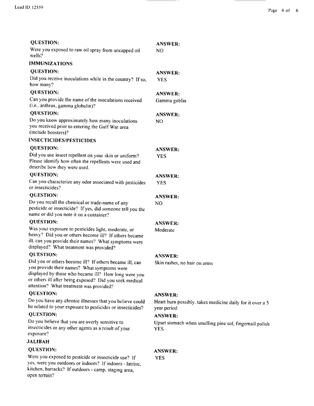   Lead Sheet #12559, Interview with 210th MP Co. mechanic, December 18, 1997.