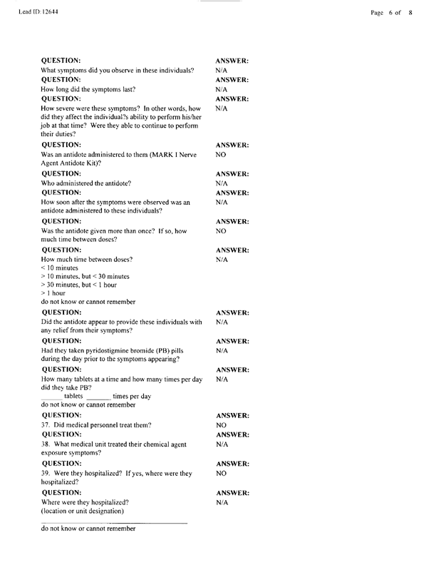   Lead Sheet #12644, Interview with 53rd Quartermaster Detachment mechanic supervisor, September 8, 1997.