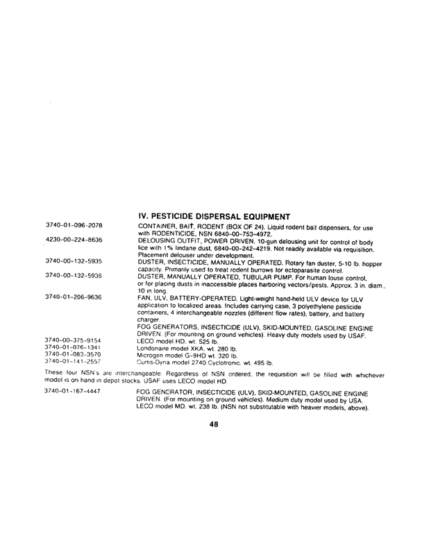   Armed Forces Pest Management Board, Technical Information Memorandum No. 24, Contingency Pest Management Pocket Guide, Third Edition, April 1988.