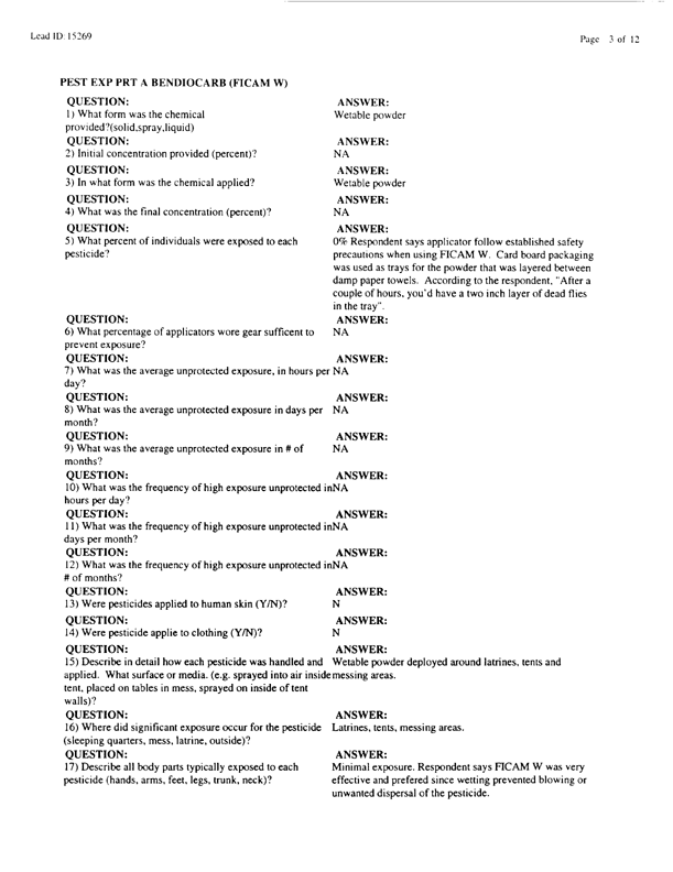 Lead Sheet #15269, Interview with 1st MEF Preventive medicine technician, March 4, 1998.