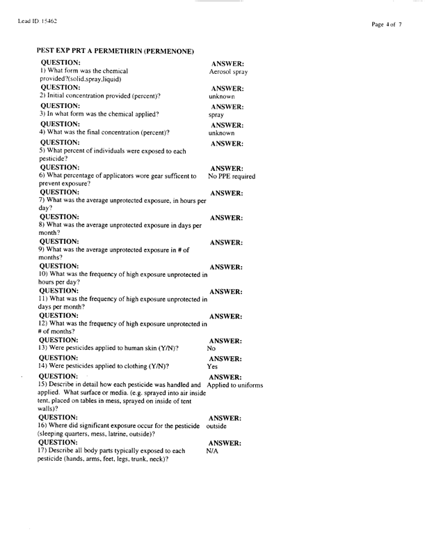   Lead Sheet #15462, Interview with CENTCOM preventive medicine physician, March 26, 1998.