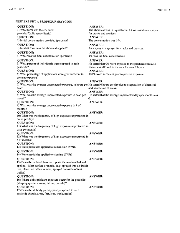   Lead Sheet #15952, Interview with Navy preventive medicine technician, April 13, 1998.