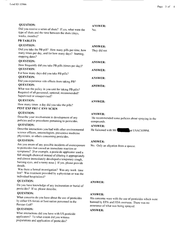   Lead Sheet #15966, Interview with US Army environmental science officer assigned as an advisor to the Saudi Arabian National Guard, June 16, 1998.