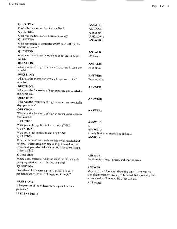   Lead Sheet #16008, Interview with Fleet Hospital 6 preventive medicine technician, September 15, 1998.