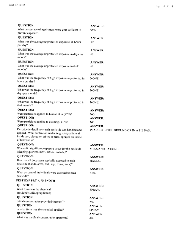 Lead Sheet #17155, Interview with 2nd Medical Battalion environmental health officer, January 6, 1998.