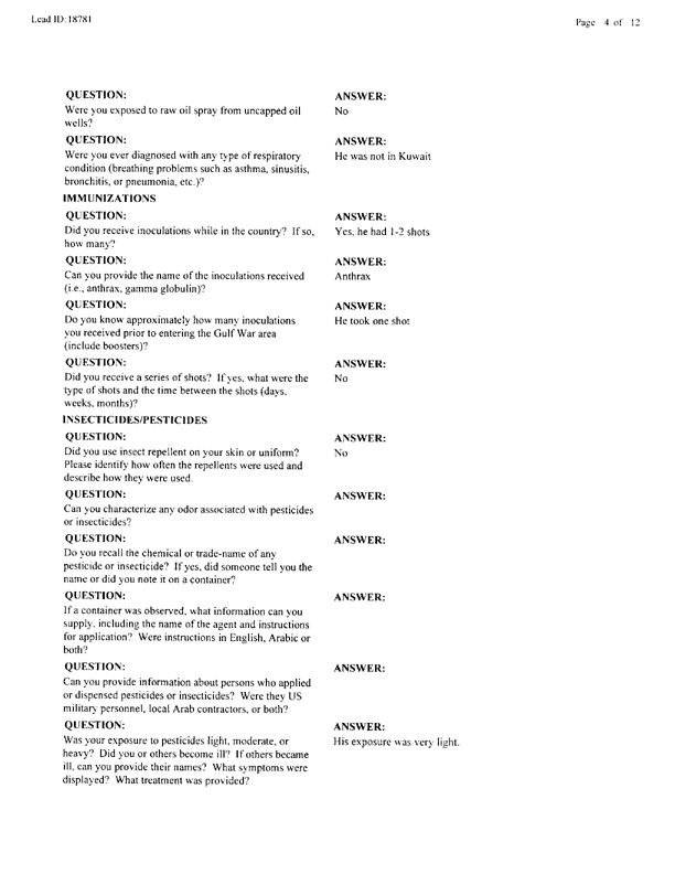 Lead Sheet #18781, Interview with 35th Tactical Fighter Wing pest controller, August 21, 1998
