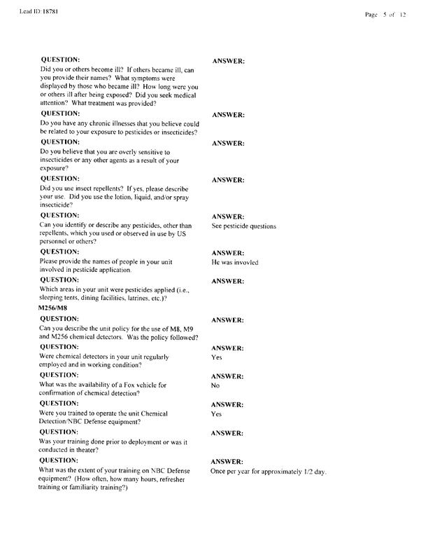 Lead Sheet #18781, Interview with 35th Tactical Fighter Wing pest controller, August 21, 1998