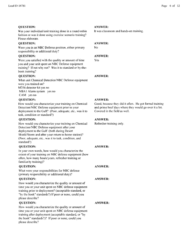 Lead Sheet #18781, Interview with 35th Tactical Fighter Wing pest controller, August 21, 1998
