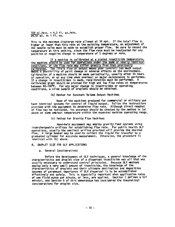 Armed Forces Pest Management Board, Technical Information Memorandum No. 13 (TIM 13), �Ultra Low Volume Dispersal of Insecticides by Ground Equipment,� CMAT 1998268-0000008, March 1985, pp. 10-11.