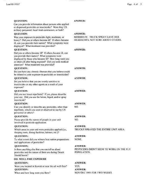   Lead Sheet #19307, Interview with 338th FSU Gulf War veteran, October 5, 1998.