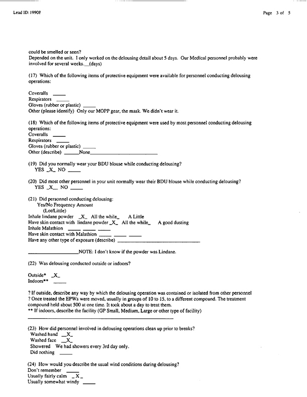 Lead Sheet #19908, Interview with 301st Military Police Camp veteran, November 4, 1998, p. 3.