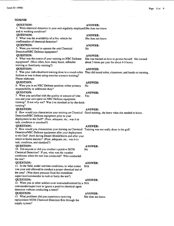  Lead Sheet #19990, Interview with 401st Military Police Camp veteran, November 9, 1998, p. 3