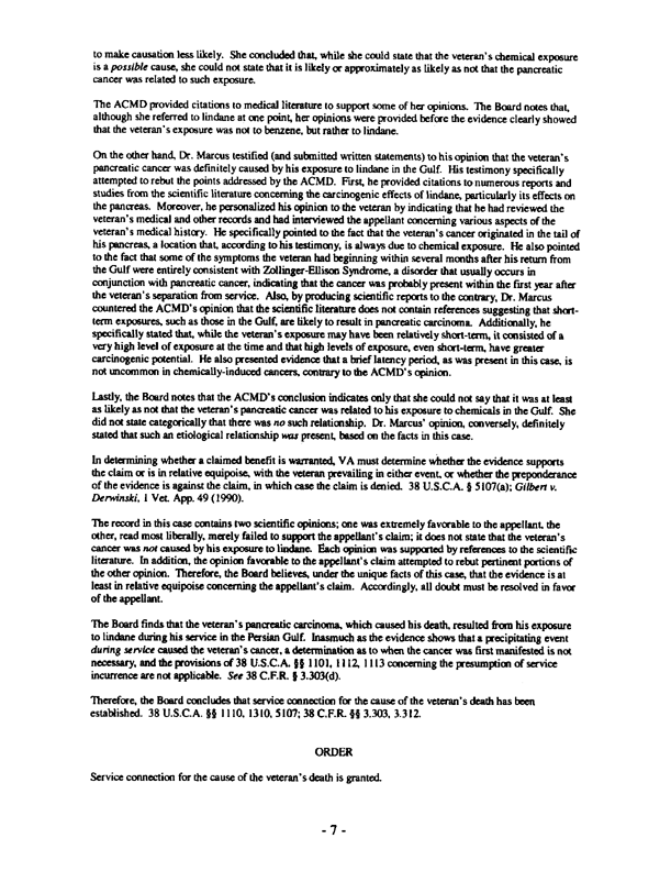 Department of Veterans Affairs, Board of Veterans� Appeals, Docket No. 96-08 850, �Entitlement to Service Connection for the Cause of the Veteran�s Death,� September 15, 1998, p. 2, 7.