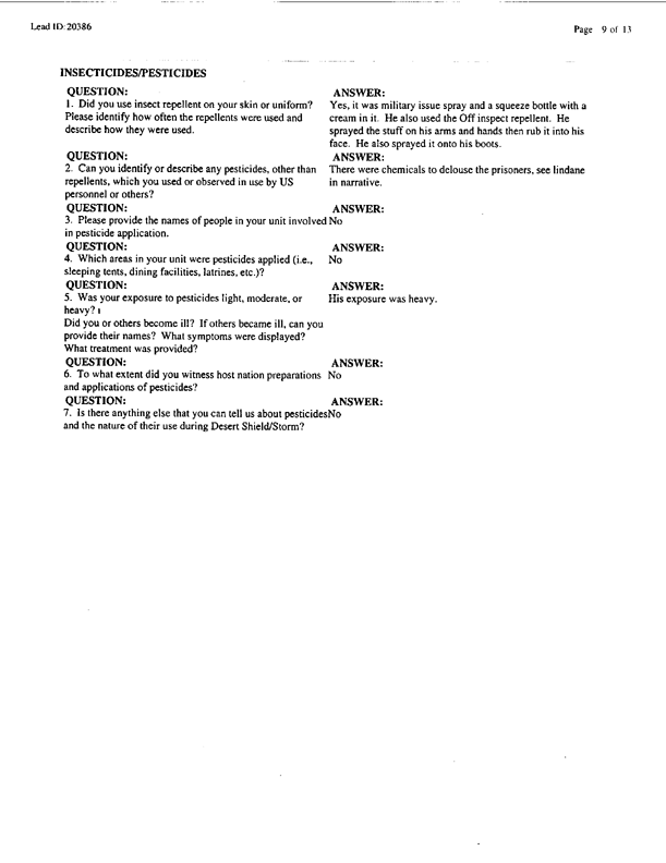 Lead Sheet #20386, Interview with 401st Military Police Camp veteran, November 24, 1998, p. 2
