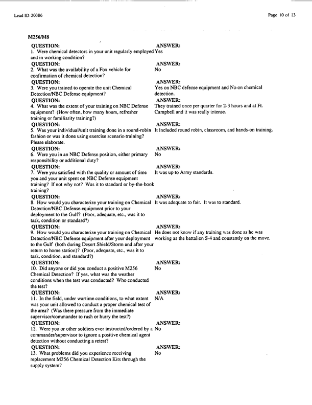 Lead Sheet #20386, Interview with 401st Military Police Camp veteran, November 24, 1998, p. 2