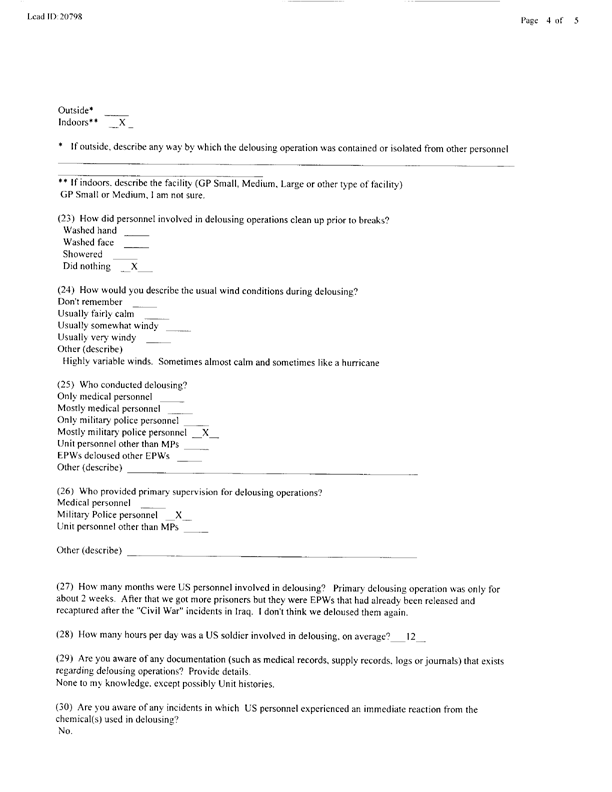Lead Sheet #20798, Interview with 403rd Military Police Camp veteran, December 18, 1997.