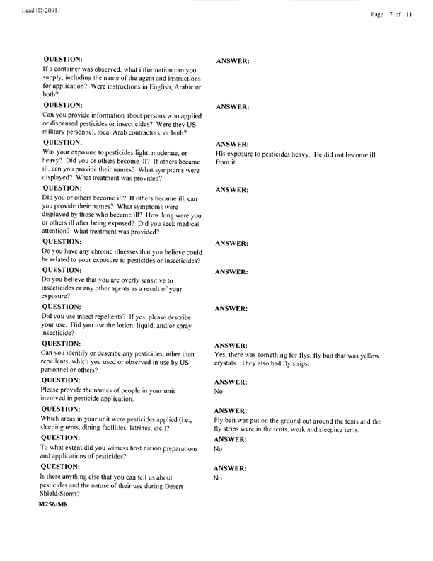 Lead Sheet #20911, Interview with 301st Military Police Camp veteran, January 6, 1998, p. 3.