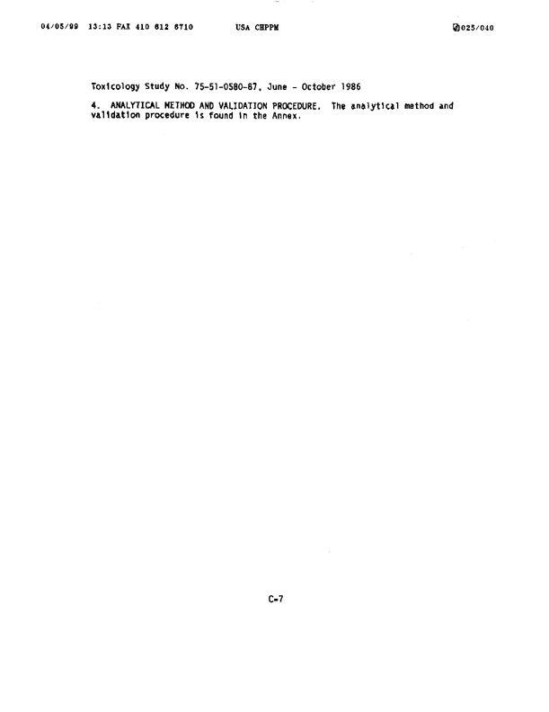 U.S. Army Environmental Hygiene Agency, �Determination of Exposure Levels in a Simulated Delousing Procedure,�  Study # 75-51-0580-86, February 1987.