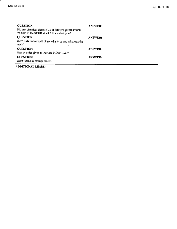  Lead Sheet #24814, Interview with 4th Tank Battalion assault specialist, September 9, 1999.