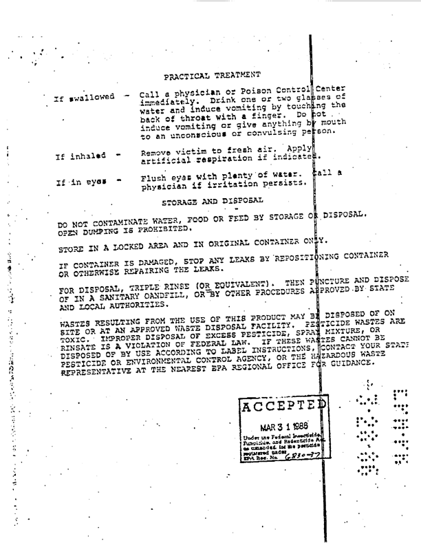   Octagon Process Inc., Product Label for Insecticide, Lindane, Powder, Dusting (contains 1% lindane), Edgewater, New Jersey, March 31, 1986, p. 1.